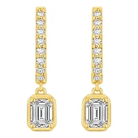 Lab Created 1 ct. t.w. Lab Grown Diamond Dangle Hoop Earrings in 10K Gold
