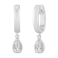 Lab Created 1/2 ct. t.w. Lab Grown Diamond Pear Stone Dangle Hoop Earrings in 10K Gold