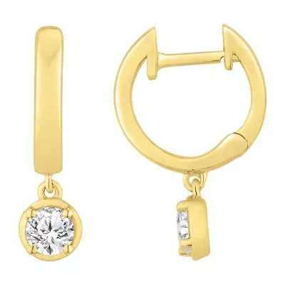 Lab Created 1/2 ct. t.w. Lab Grown Diamond Dangle Hoop Earrings in 10K Gold