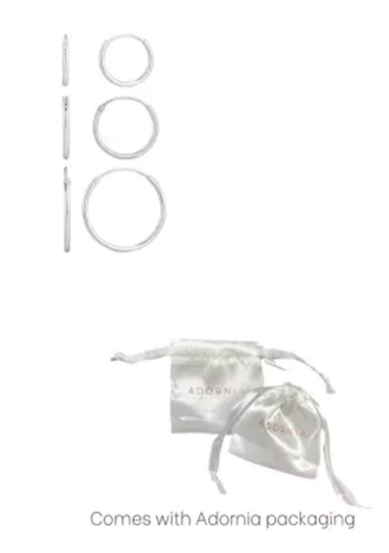 .925 Sterling Silver Set of 3 Endless Hoop Earrings
