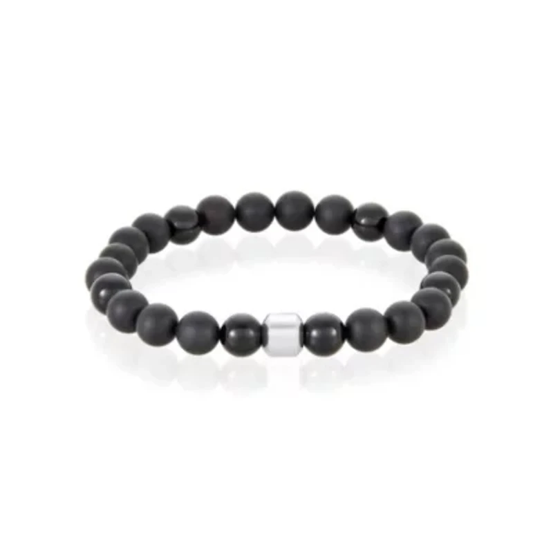 Men's Tarnish Resistant Rhodium Plated 8mm Ball Bracelet