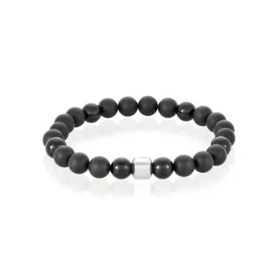 Men's Tarnish Resistant Rhodium Plated 8mm Ball Bracelet