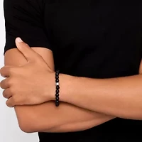 Men's Tarnish Resistant Rhodium Plated 8mm Ball Bracelet