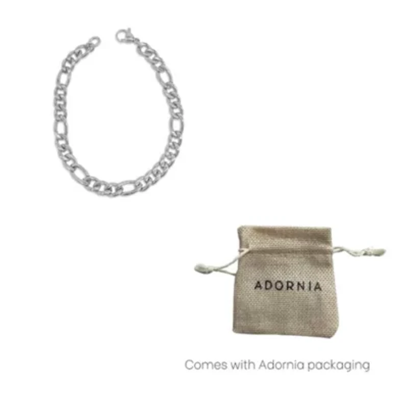 Men's Tarnish Resistant Rhodium Plated 9 7mm Figaro Chain Bracelet