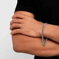 Men's Tarnish Resistant Rhodium Plated 9 7mm Cuban Chain Bracelet