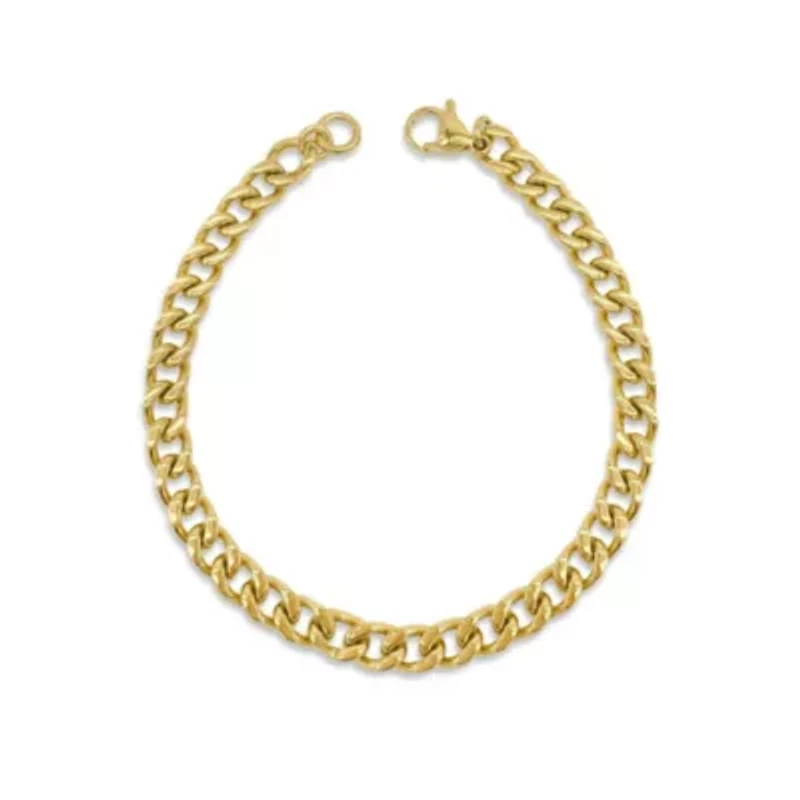 Men's Tarnish Resistant 14k Gold Plated 9" 7mm Cuban Chain Bracelet
