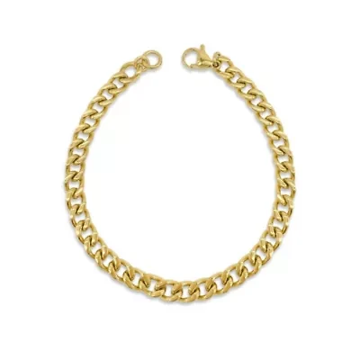 Men's Tarnish Resistant 14k Gold Plated 9" 7mm Cuban Chain Bracelet