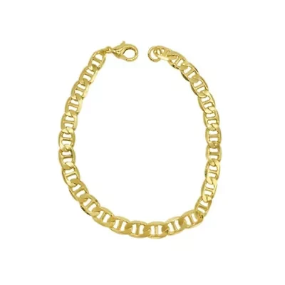 Men's Tarnish Resistant 14k Gold Plated 9 7mm Mariner Chain Bracelet