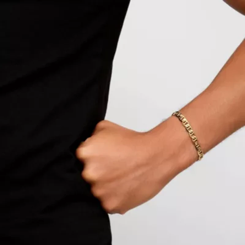 Men's Tarnish Resistant 14k Gold Plated 9 7mm Mariner Chain Bracelet