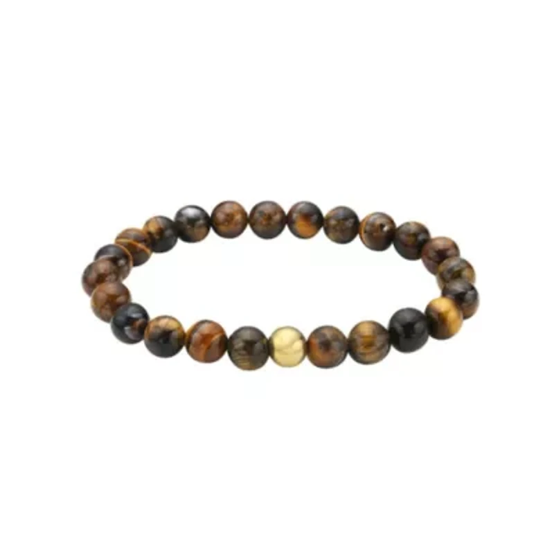 Men's Tarnish Resistant Tiger's Eye Bead Stretch Bracelet