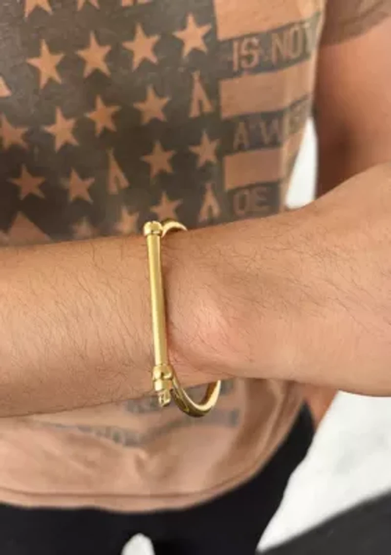 Tarnish Resistant 14k Gold Men's Screw Cuff