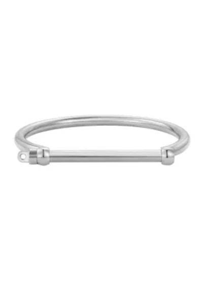 Tarnish Resistant Silver Plated Men's Screw Cuff