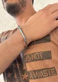 Tarnish Resistant Silver Plated Men's Screw Cuff
