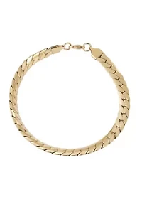 Tarnish Resistant Men's 18k Gold Plated Flat Curb Chain Bracelet