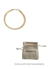 Tarnish Resistant Men's 18k Gold Plated Flat Curb Chain Bracelet