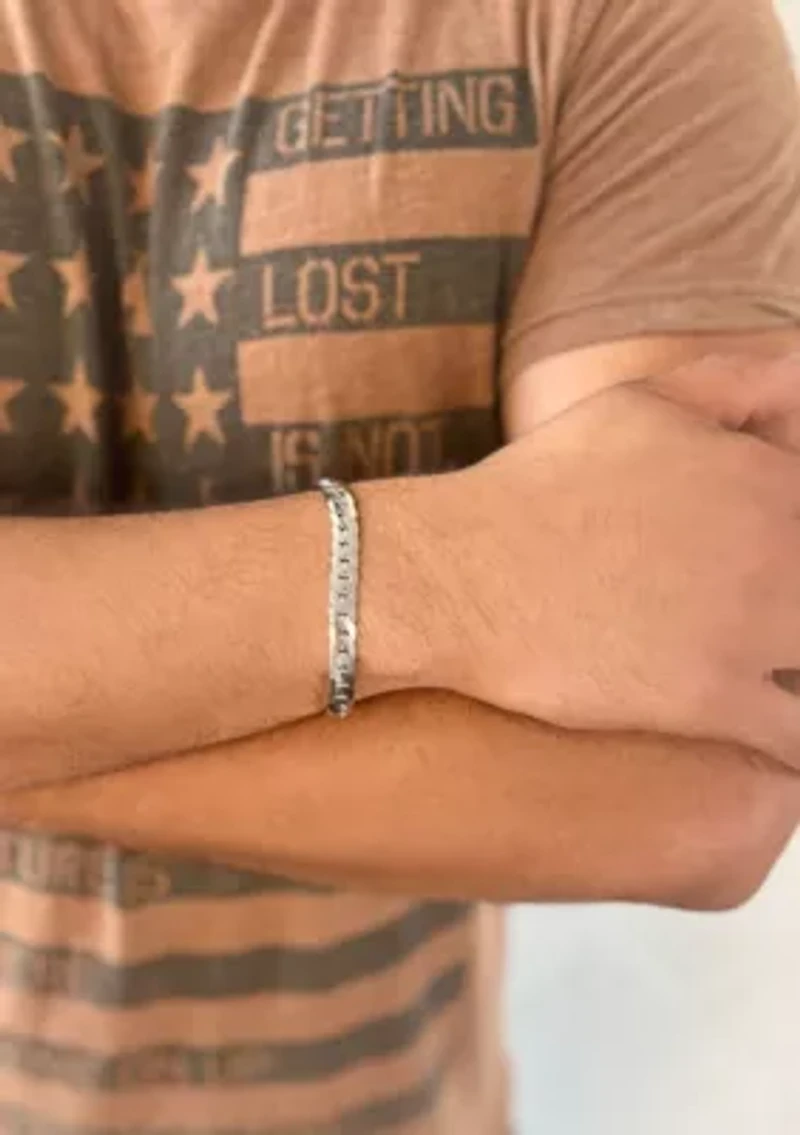 Tarnish Resistant Men's Silver Plated Flat Curb Chain Bracelet