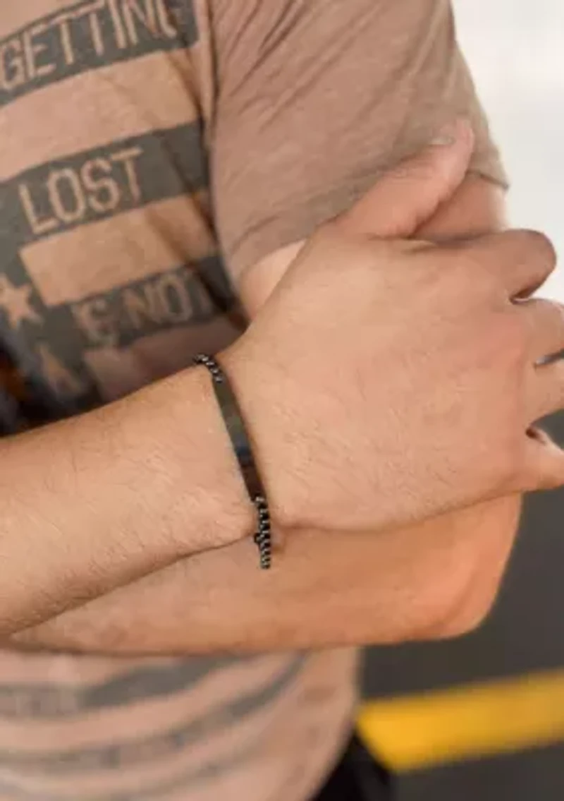 Tarnish Resistant Blackened Silver ID Bracelet
