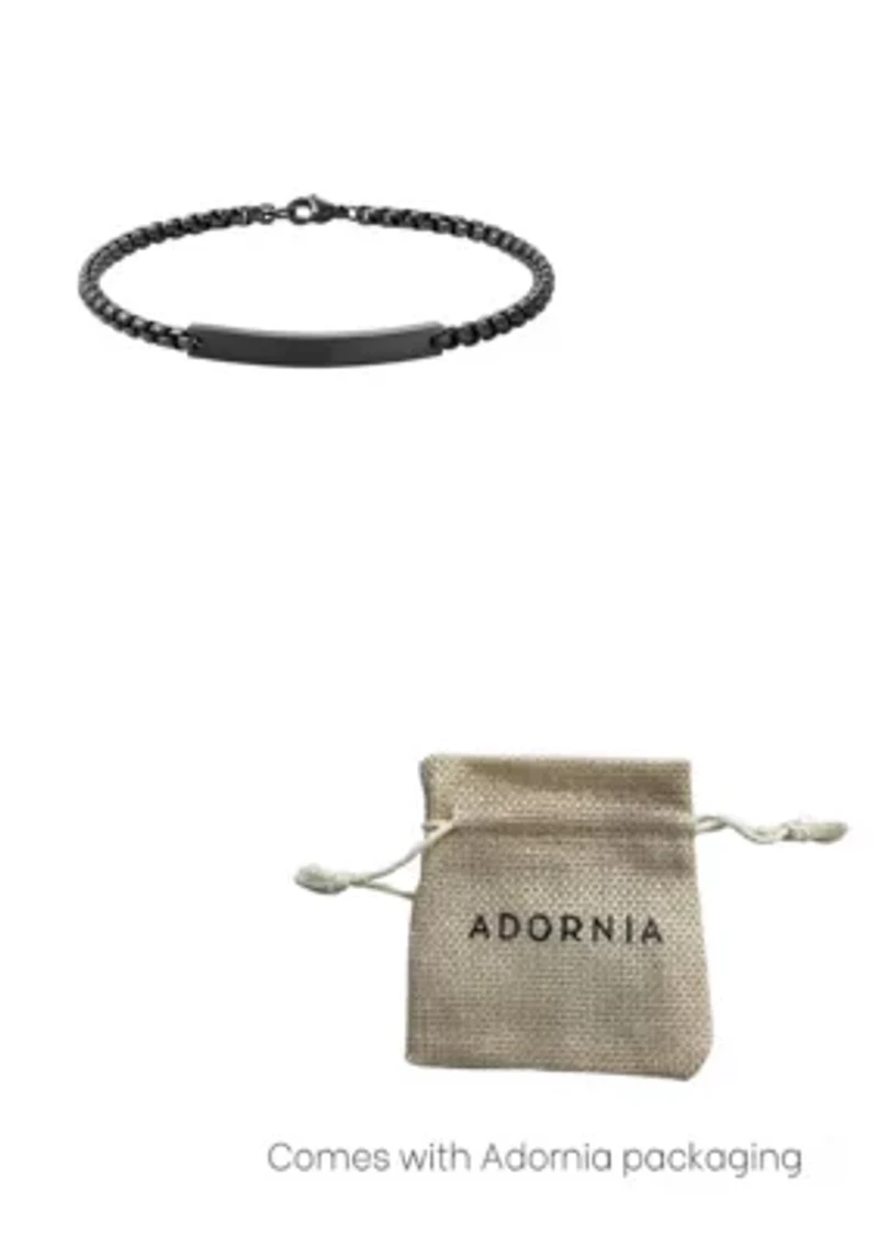 Tarnish Resistant Blackened Silver ID Bracelet