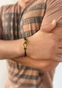 Tarnish Resistant 18k Gold Plated Magnetic Leather Bracelet
