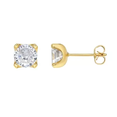 Men's 14k Gold Plated Solitaire Stud Earrings