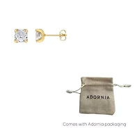 Men's 14k Gold Plated Solitaire Stud Earrings