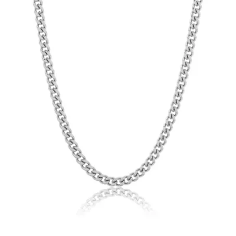 Men's Tarnish Resistant Rhodium Plated 24 5mm Cuban Curb Chain