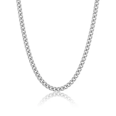 Men's Tarnish Resistant Rhodium Plated 24 5mm Cuban Curb Chain