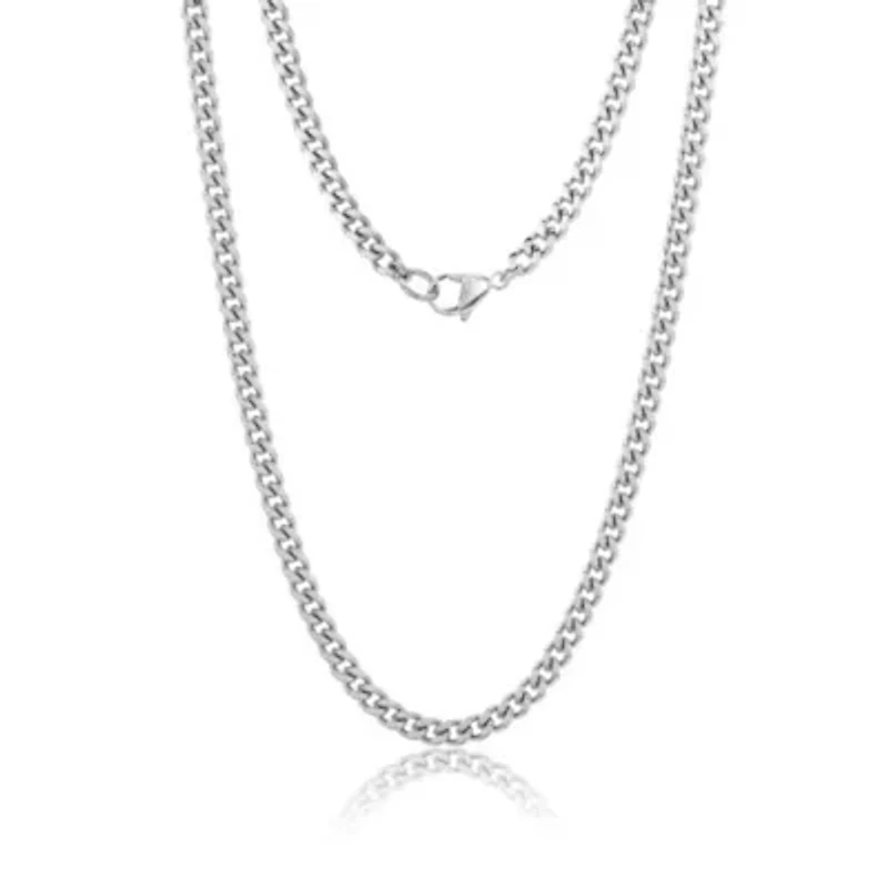 Men's Tarnish Resistant Rhodium Plated 24 5mm Cuban Curb Chain