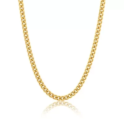 Men's Tarnish Resistant 14k Gold Plated 24 5mm Cuban Curb Chain