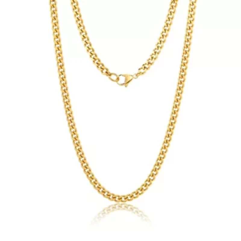Men's Tarnish Resistant 14k Gold Plated 24 5mm Cuban Curb Chain