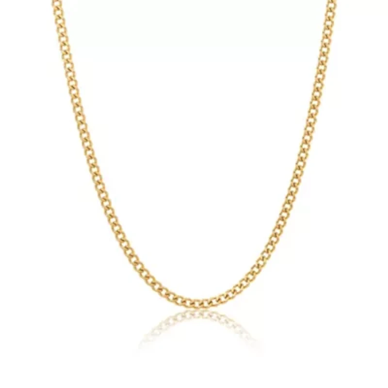 Men's Tarnish Resistant 14k Gold Plated 24 3mm Cuban Curb Chain