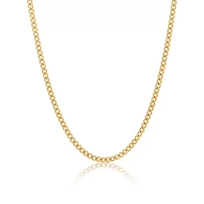 Men's Tarnish Resistant 14k Gold Plated 24 3mm Cuban Curb Chain