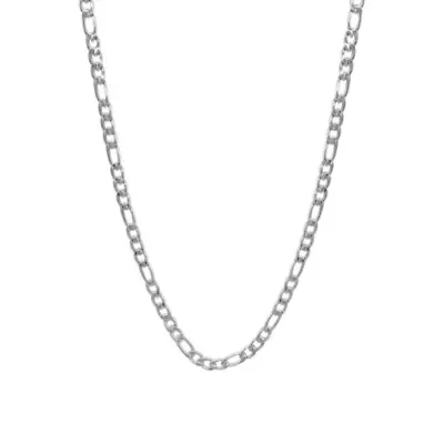 Men's Tarnish Resistant Rhodium Plated 24 6mm Figaro Chain Necklace