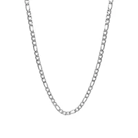 Men's Tarnish Resistant Rhodium Plated 24 6mm Figaro Chain Necklace