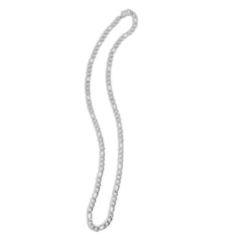 Men's Tarnish Resistant Rhodium Plated 24 6mm Figaro Chain Necklace