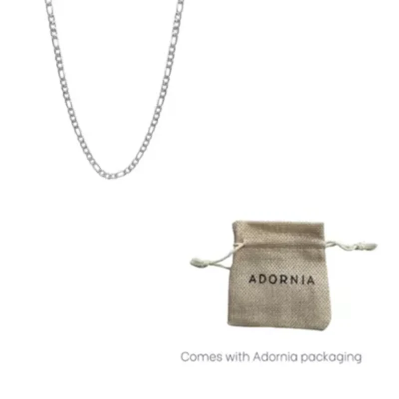 Men's Tarnish Resistant Rhodium Plated 24 6mm Figaro Chain Necklace
