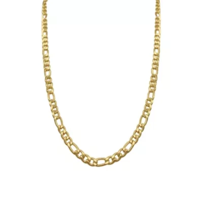 Men's Tarnish Resistant 14k Gold Plated 24 6mm Figaro Chain Necklace