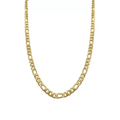 Men's Tarnish Resistant 14k Gold Plated 24 6mm Figaro Chain Necklace
