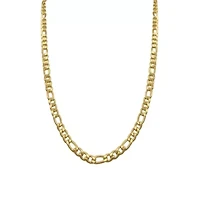 Men's Tarnish Resistant 14k Gold Plated 24 6mm Figaro Chain Necklace