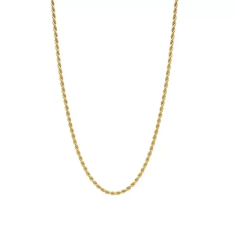 Men's Tarnish Resistant 14k Gold Plated 24 Rope Chain Necklace