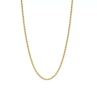 Men's Tarnish Resistant 14k Gold Plated 24 Rope Chain Necklace