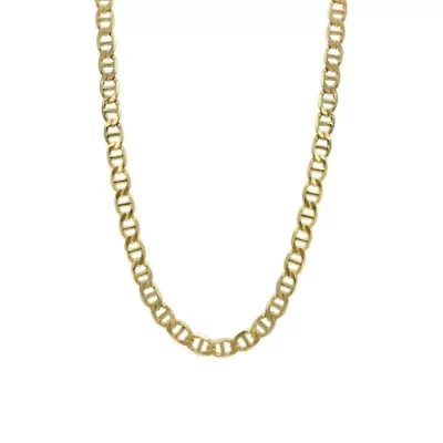 Men's Tarnish Resistant 14k Gold Plated 24 6mm Mariner Chain Necklace