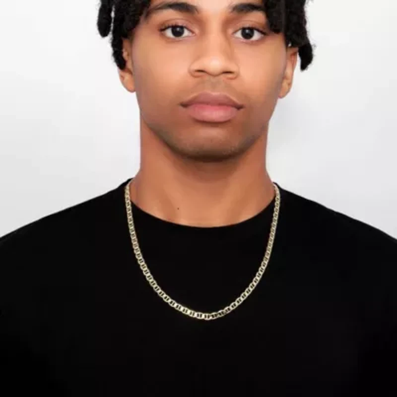 Men's Tarnish Resistant 14k Gold Plated 24 6mm Mariner Chain Necklace