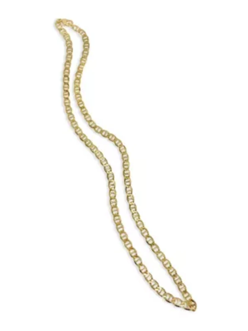 Men's Tarnish Resistant 14k Gold Plated 24 6mm Mariner Chain Necklace