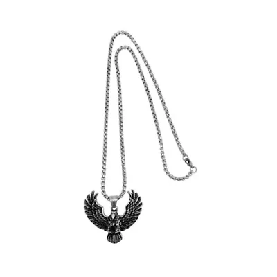 Men's Tarnish Resistant Rhodium Plated Eagle Chain Necklace