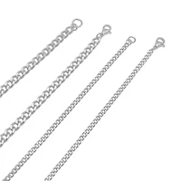 Men's Tarnish Resistant Rhodium Plated Curb Chain Set