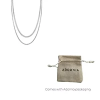 Men's Tarnish Resistant Rhodium Plated Curb Chain Set