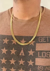 Tarnish Resistant Men's 18k Gold Plated Flat Curb Chain Necklace