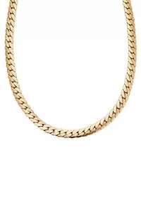 Tarnish Resistant Men's 18k Gold Plated Flat Curb Chain Necklace