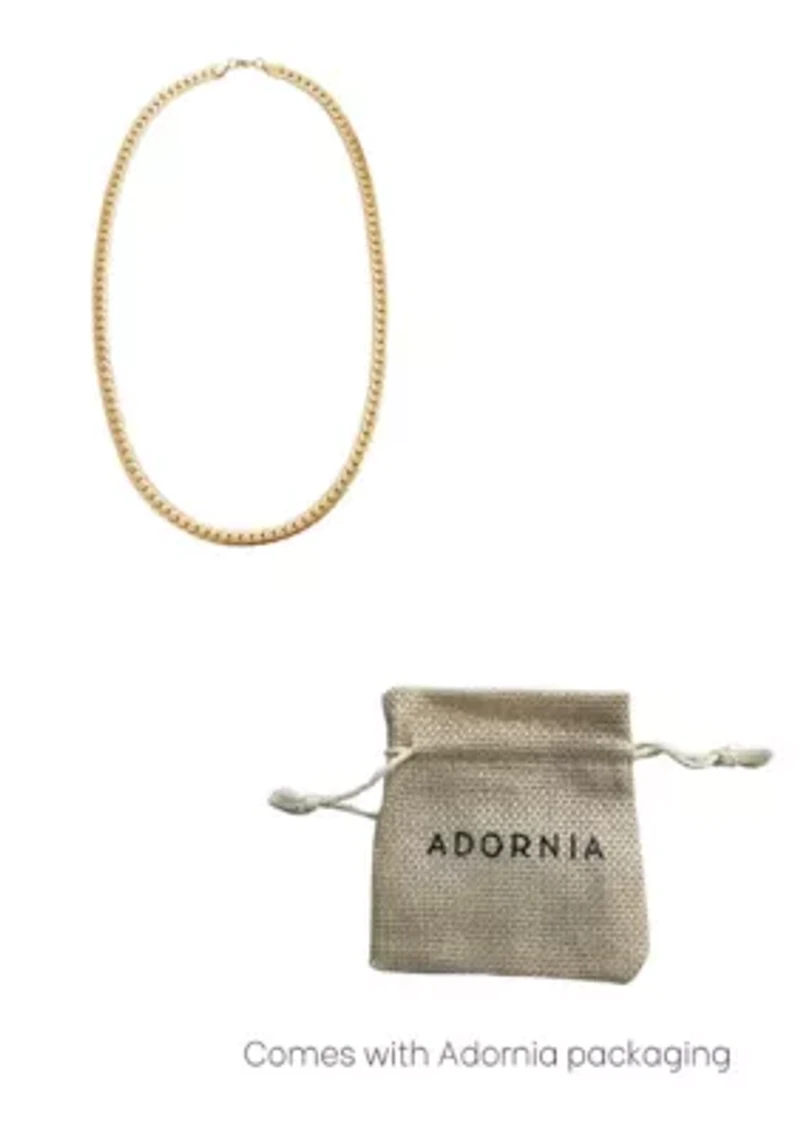 Tarnish Resistant Men's 18k Gold Plated Flat Curb Chain Necklace